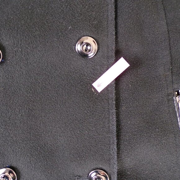 Catherine's Faux Wool Double Breasted Long Pea Coat Faux Leather Trim 1X #973 - Picture 14 of 15